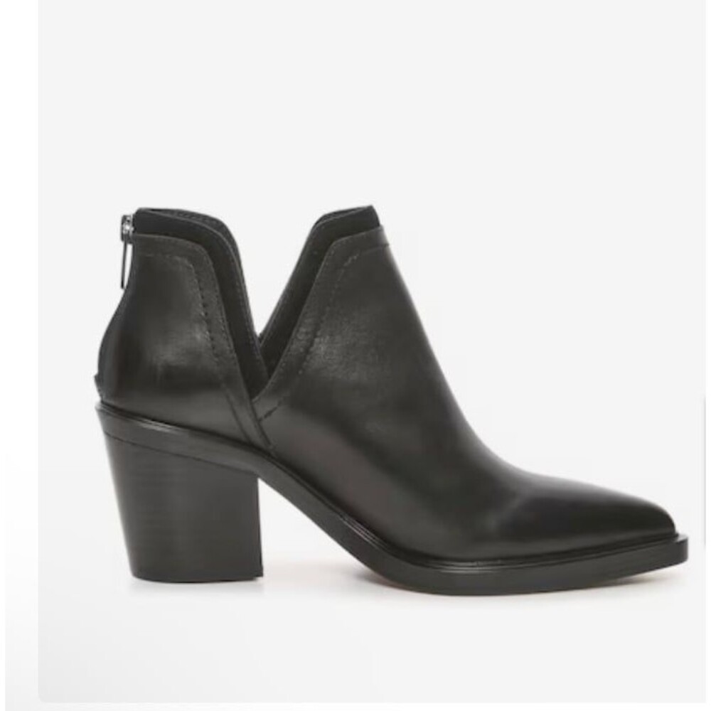 Vince Camuto Black Leather V-Cut Ankle Booties